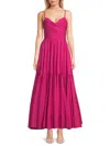 Giambattista Valli Draped Sleeveless Ruffle-hem Gown In Fuchsia