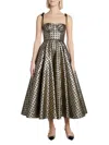 Giambattista Valli Lurex Jacquard Bustier Midi Dress In Black Gold