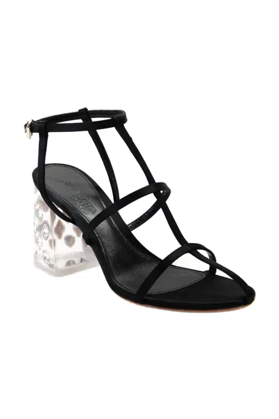 Giambattista Valli Womens Black Crystal Detail Block Heels Sandals Shoes
