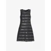 Giambattista Valli Womens  Sequin-embellished Sleeveless Woven-blend Mini Dress In Black/silver