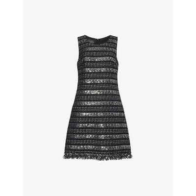 Giambattista Valli Womens  Sequin-embellished Sleeveless Woven-blend Mini Dress In Black/silver