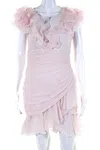 Giambattista Valli Womens Chiffon Sleeveless V Neck Sheath Dress Pink In Pink