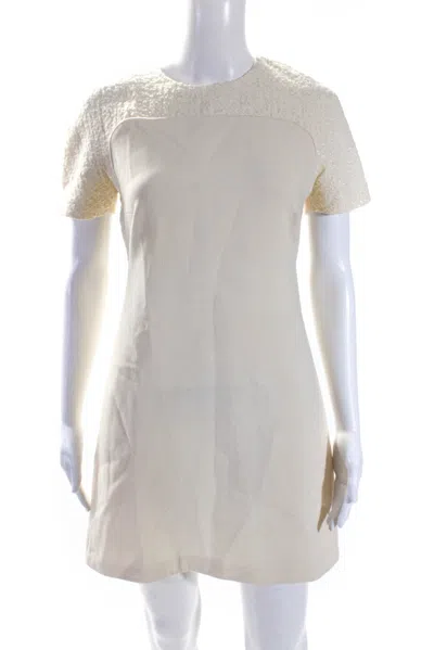 Giambattista Valli Womens Cream Wool Crew Neck Short Sleeve Shift Dress In White