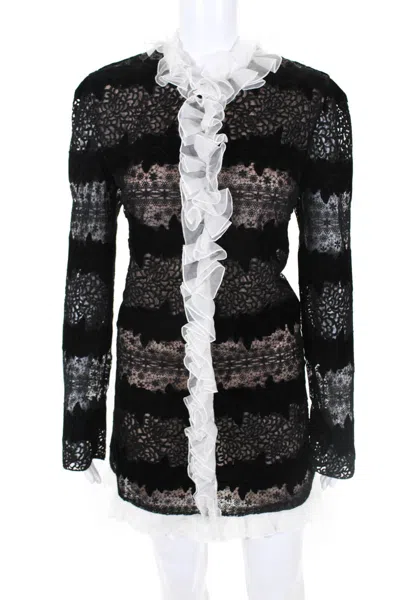 Giambattista Valli Womens Nwt All Over Embroidered Mini Dress Black