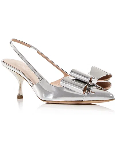 Giambattista Valli Womens Patent Leather Slingback Heels In Silver