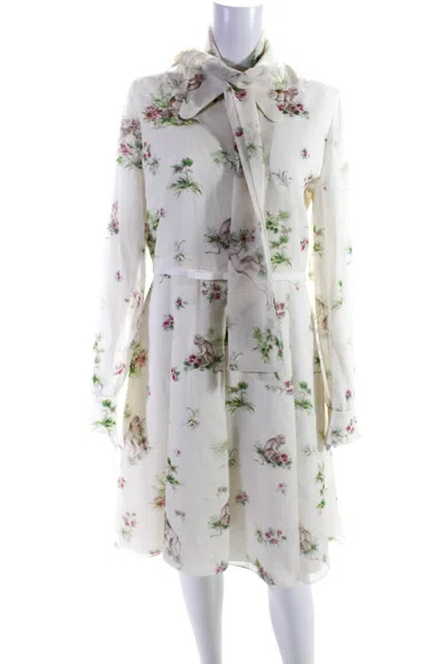 Giambattista Valli Womens Silk Floral Print Georgette Dress White