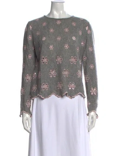 Pre-owned Giambattista Valli Wool Floral Print Sweater In Grey