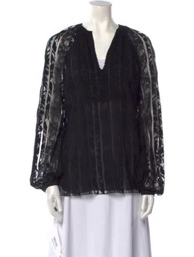 Pre-owned Giambattista Valli Wool Lace Pattern Blouse In Black