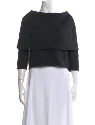 Pre-owned Giambattista Valli Wool Off-the-shoulder Blouse In Black