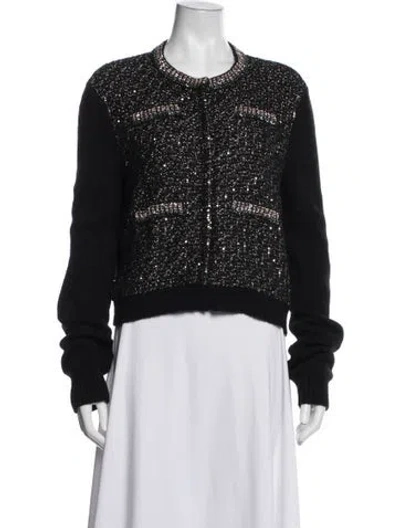 Pre-owned Giambattista Valli Wool Tweed Pattern Sweater In Black