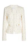 Giambattista Valli Zip-front Boucle Jacket In Ivory