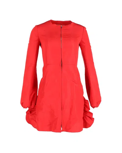 Giambattista Valli Zip Front Ruffled Mini Dress In Red Polyester