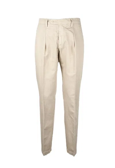 Giampaolo Beige Regular Fit Pants With Pleated Front Detailing In Neutral