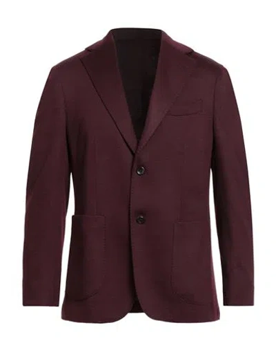 Giampaolo Man Blazer Burgundy Size 42 Virgin Wool, Acrylic In Red