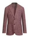 Giampaolo Man Blazer Burgundy Size 44 Virgin Wool, Polyamide, Cotton, Elastane In Brown