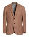Giampaolo Man Blazer Camel Size 42 Virgin Wool, Silk In Brown