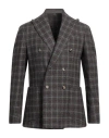 Giampaolo Man Blazer Chocolate Brown Size 38 Virgin Wool, Silk, Linen In Brown