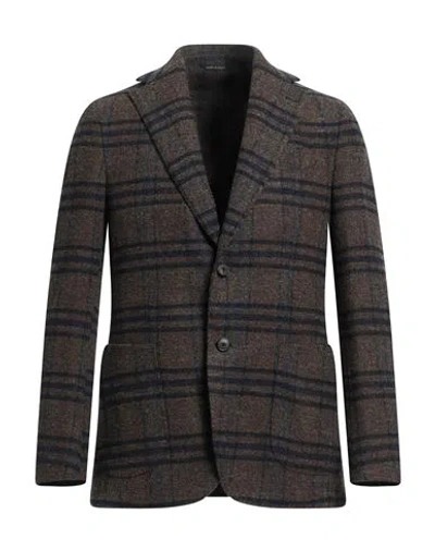 Giampaolo Man Suit Jacket Dark Brown Size 44 Virgin Wool