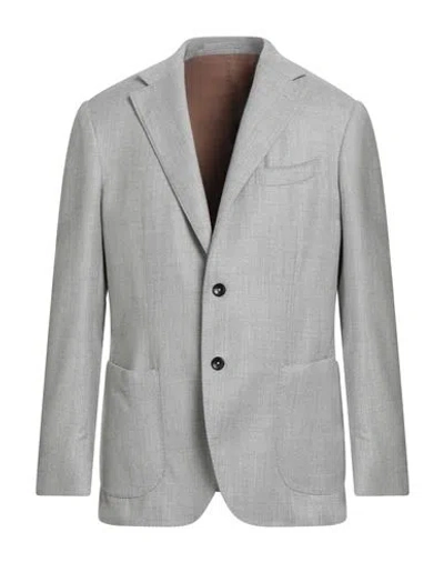 Giampaolo Man Blazer Light Grey Size 42 Virgin Wool, Silk In Gray