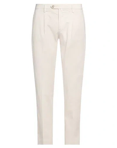 Giampaolo Man Pants Ivory Size 34 Cotton In White