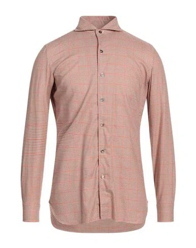 Giampaolo Man Shirt Brown Size 15 ½ Cotton, Tencel