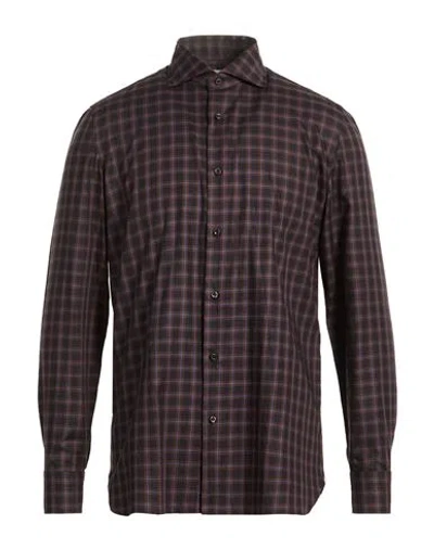 Giampaolo Man Shirt Brown Size 16 Cotton