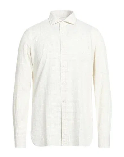 Giampaolo Man Shirt Ivory Size 15 ½ Cotton, Wool In White