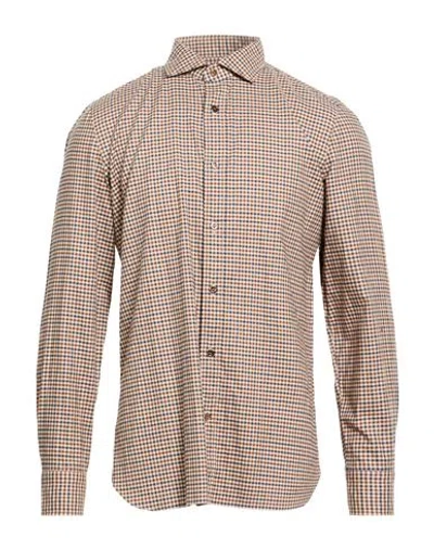 Giampaolo Man Shirt Light Brown Size 17 Cotton