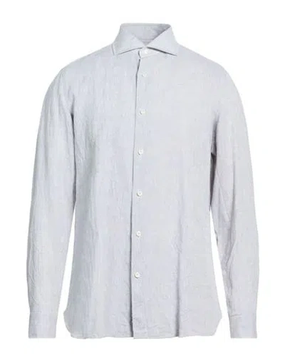 Giampaolo Man Shirt Light Grey Size 16 Linen In Gray