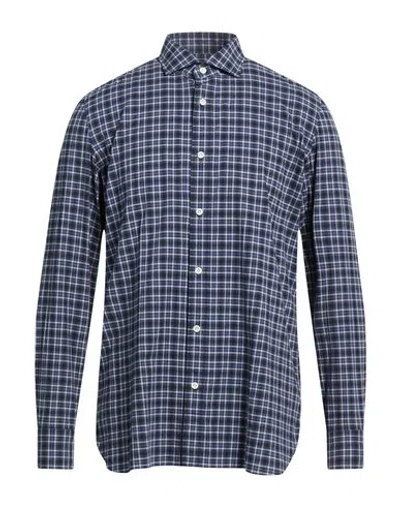 Giampaolo Man Shirt Midnight Blue Size 16 Cotton