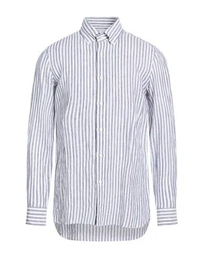 Giampaolo Man Shirt Navy Size 17 ½ Linen In Blue