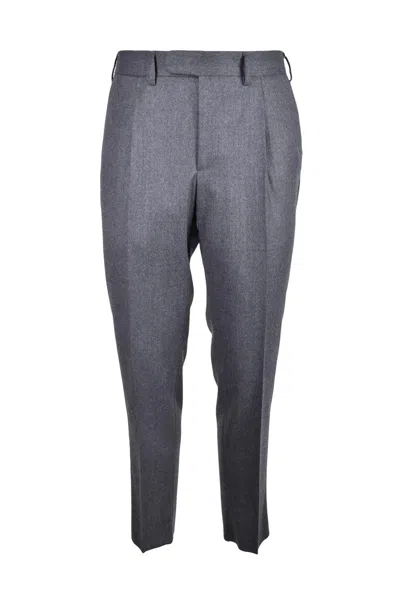 Giampaolo Tailored Grey Trousers With Classic Fit And Refined Details In Gray