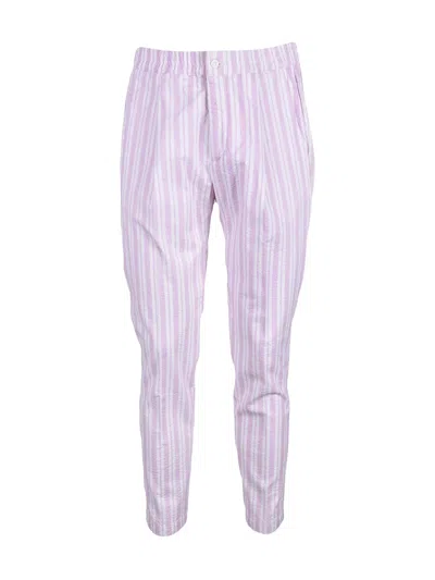 Giampaolo Vertical Striped Trousers In Vibrant Pink And White In Multi