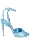 Giampaolo Viozzi High-heeled Ankle Strap Sandals With Gold Detail In Blue