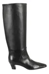 Giampaolo Viozzi Knee-high Nappa Boots With Square Toe In Black