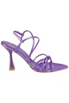 Giampaolo Viozzi Pointed-toe Purple Leather Sandals With Ankle Strap