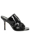 Giampaolo Viozzi Vernice Squarish Open-toe Patent Leather Mules In Nero