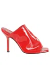 Giampaolo Viozzi Vernice Patent Leather Mules With Square Open Toe In Red