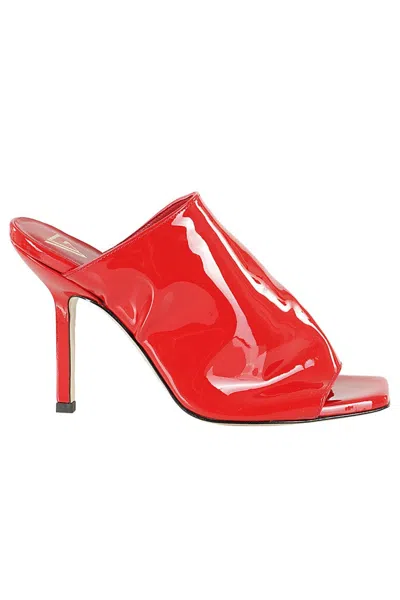 Giampaolo Viozzi Vernice Patent Leather Mules With Square Open Toe In Red