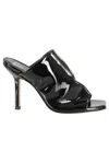 Giampaolo Viozzi Vernice Squarish Open-toe Patent Leather Mules In Black