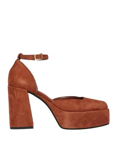 Giampaolo Viozzi Woman Pumps Brown Size 7 Leather