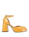 Giampaolo Viozzi Woman Pumps Ocher Size 8 Leather In Yellow