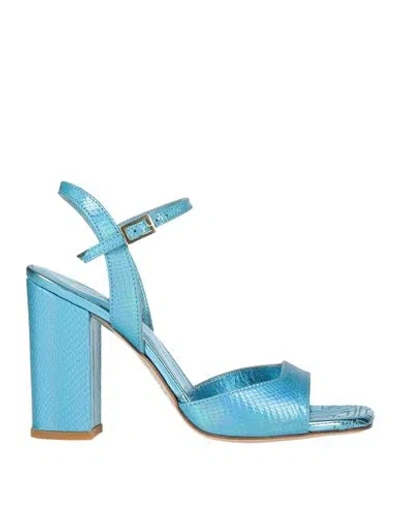 Giampaolo Viozzi Woman Sandals Azure Size 7 Leather In Blue