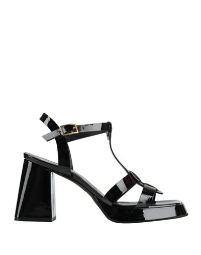 Giampaolo Viozzi Woman Sandals Black Size 10 Leather