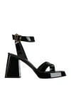Giampaolo Viozzi Woman Sandals Black Size 10 Soft Leather