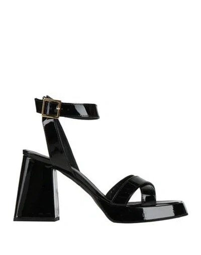 Giampaolo Viozzi Woman Sandals Black Size 10 Soft Leather