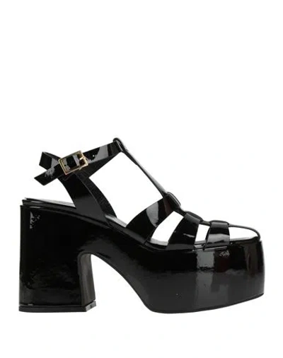 Giampaolo Viozzi Woman Sandals Black Size 7 Leather