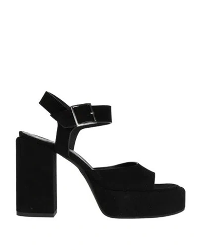 Giampaolo Viozzi Woman Sandals Black Size 8 Leather