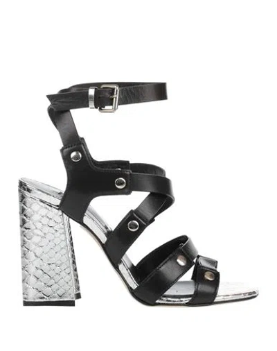 Giampaolo Viozzi Woman Sandals Black Size 8 Leather