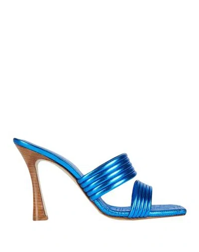Giampaolo Viozzi Woman Sandals Blue Size 11 Sheepskin